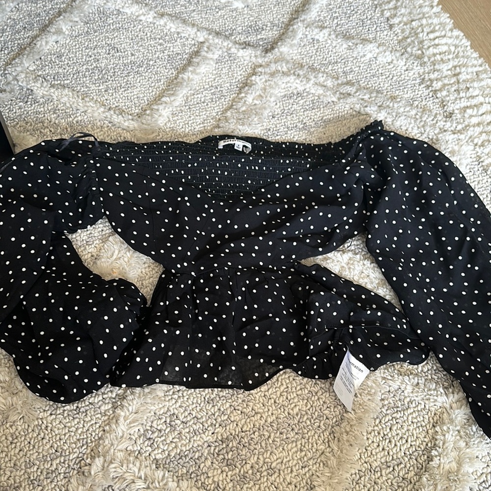 Reformation Lorraine Top Black and White polka Dot